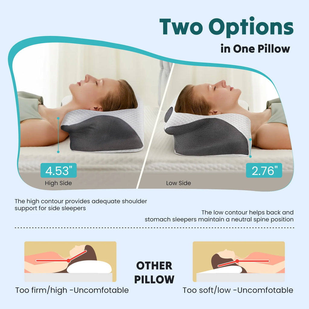 Ergonomic Wide Neck Contour Cooling Memory Foam Pillow
