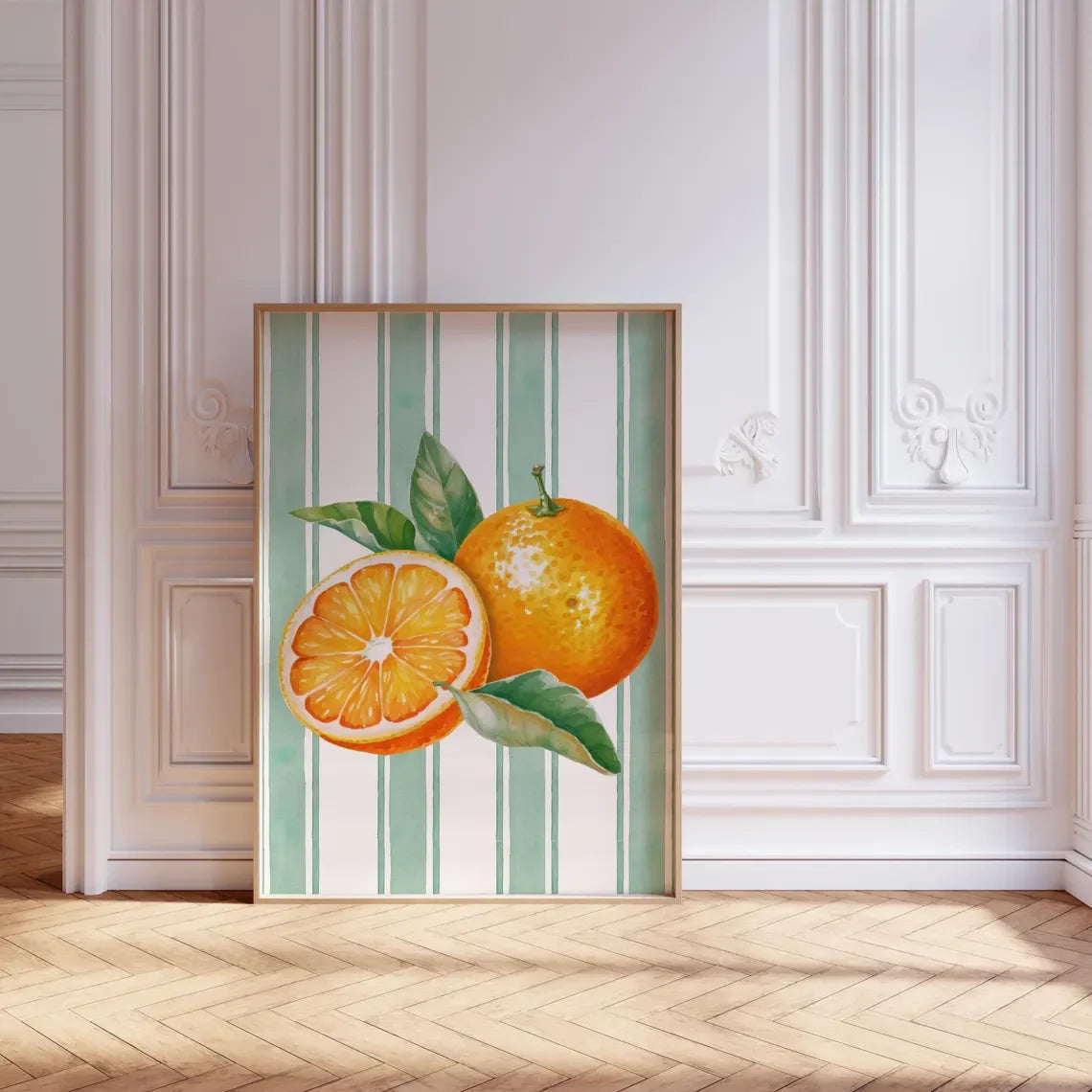 Orange Wall Decor, Orange Fruit Poster, Farmhouse Kitchen Art Painting, Kitchen Prints, Trendy Food Art, Retro Kitchen Art, Fruit