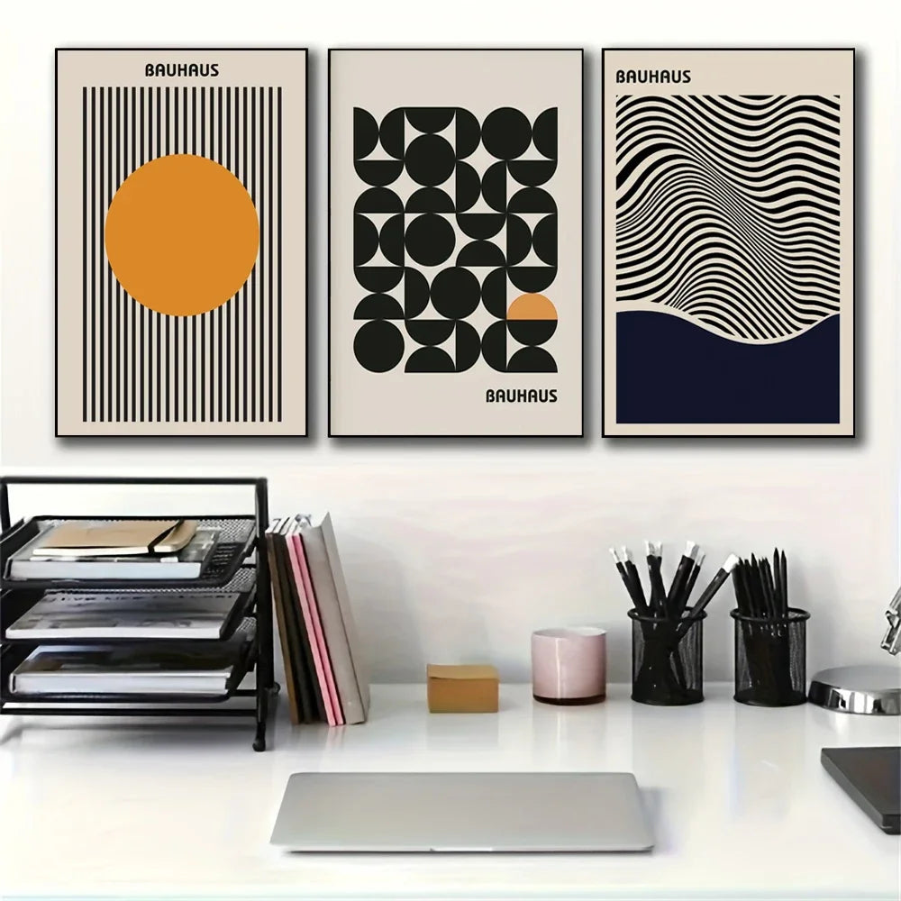 Bauhaus Style Minimalist Geometric Wall Art Prints Modern Black Line Canvas Painting Home Living Room Decoration Unframed