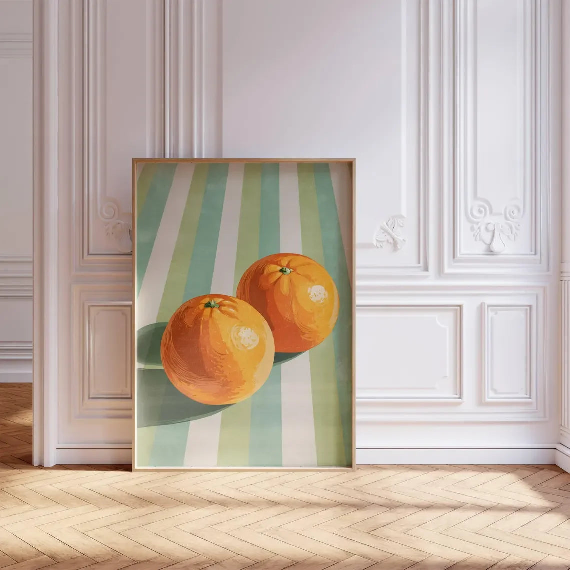 Orange Wall Decor, Orange Fruit Poster, Farmhouse Kitchen Art Painting, Kitchen Prints, Trendy Food Art, Retro Kitchen Art, Fruit