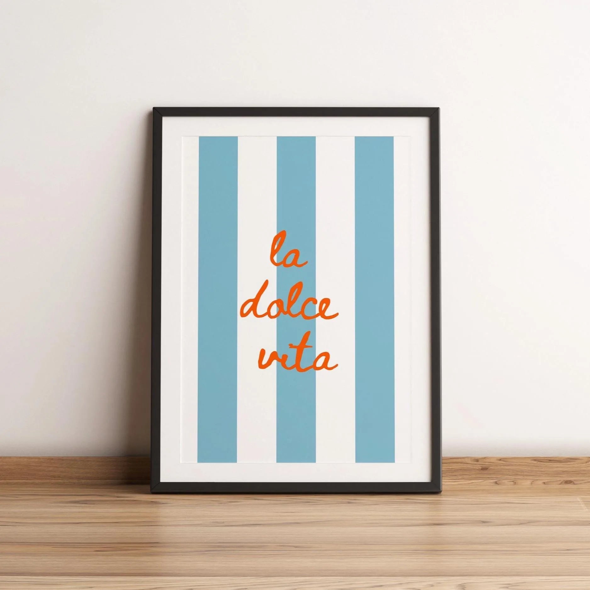 Ciao Bella Sage Green Striped Canvas Print Italy La Dolce Vita Quotation Wall Art Poster for Modern Living Room Y2k Home Decor
