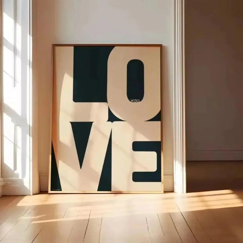 Chic Blue Red Love Canvas Prints Minimalist Valentine's Day Wall Art Poster for Modern Living Room and Home Decor Christmas Gift