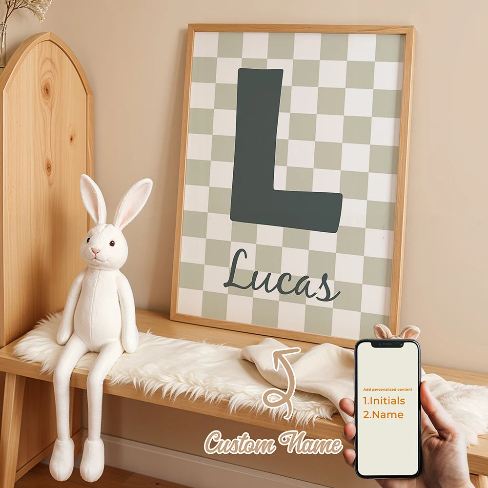 Personalized Custom Name Cartoon Child Stripe Wall Art Print Picture Canvas Poster Painting For Living Room Home Decor Gift