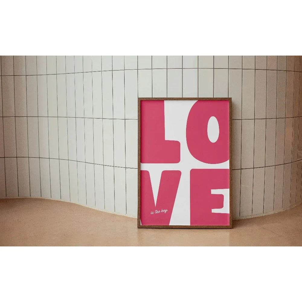 Chic Blue Red Love Canvas Prints Minimalist Valentine's Day Wall Art Poster for Modern Living Room and Home Decor Christmas Gift