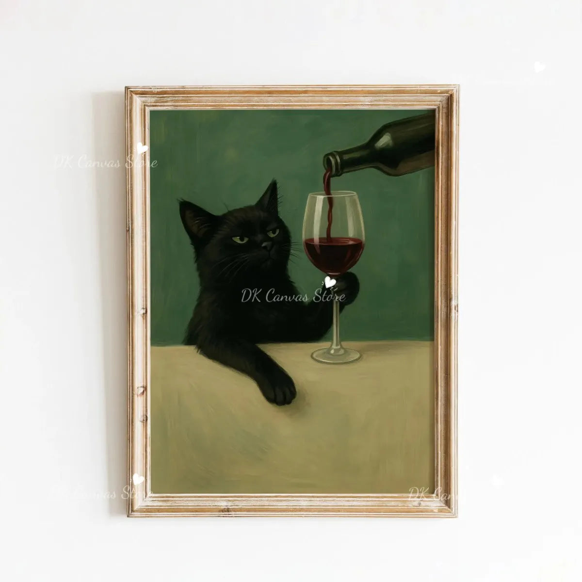 Whimsical Black Cat Eating Canvas Print Poster Vintage Funny Animal Art Prints Kitchen Living Room Wall Art Home Decor Poster