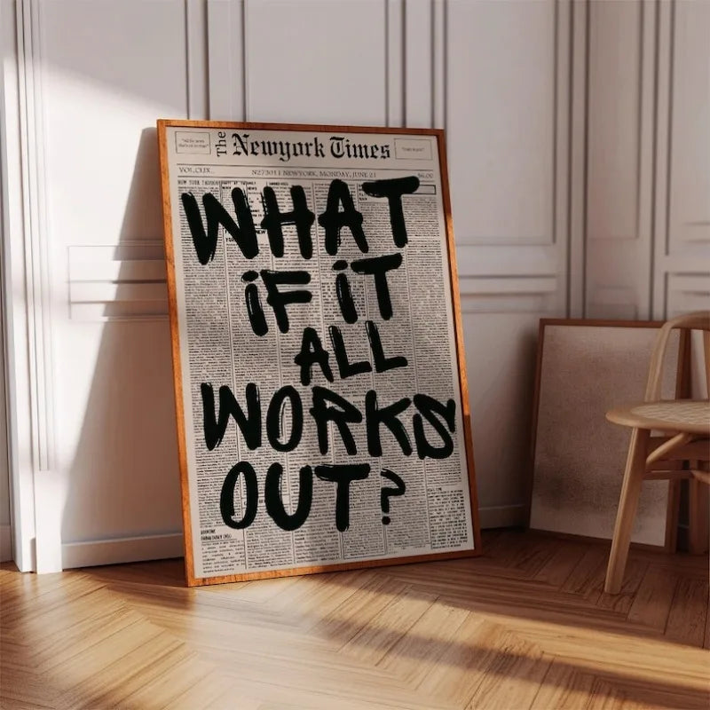 Retro-style "If All Goes Well" Newspaper Layout Posters, Stylish Wall Decorations Inspirational Posters, "If" Themed Posters