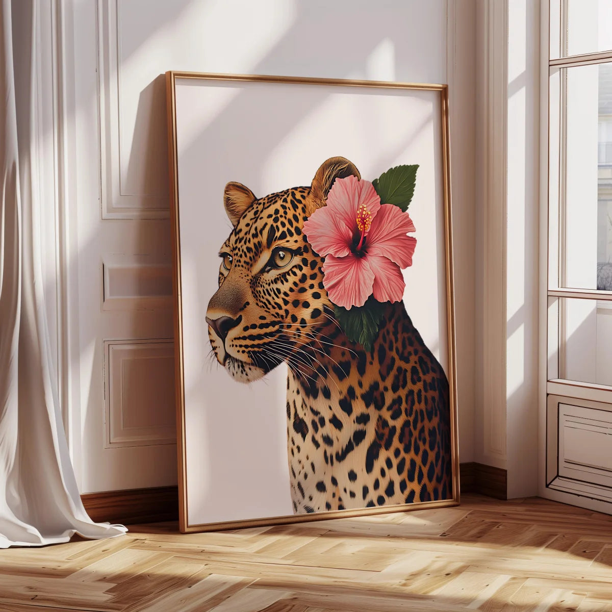 1/3pcs Funky Y2K Leopard Hibiscus Flower Pink Cheetah Canvas Print Poster Vintage Hawaiian Aloha Animal Art Prints Home Decor