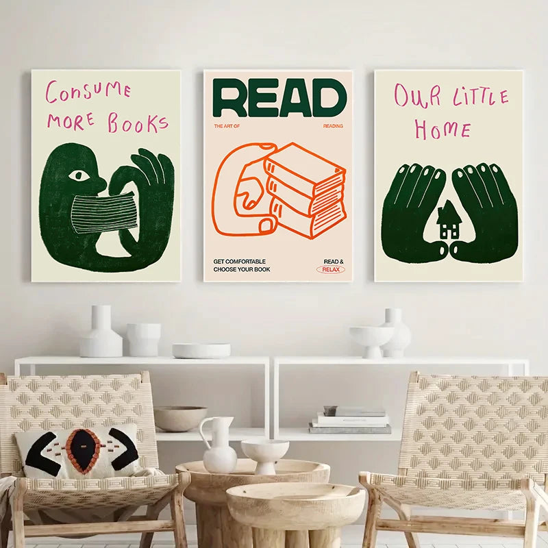 Interesting Sign More Books Abstract Canvas Print Poster Hand Drawn Illustration Art Prints Wall Living Room Art Home Decor