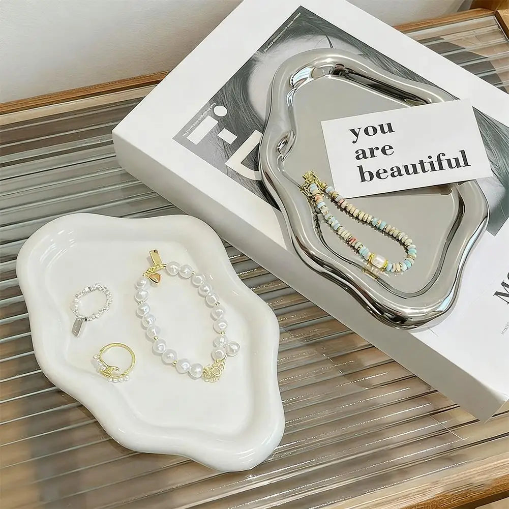 Jewelry Storage Tray Creative Cloud Shapes Plastic Trays Electroplated Jewelry Earrings Ring Display Plates Photo Props For Wome