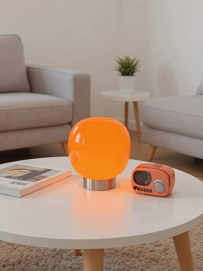  Macaron Glass Table Lamp for Hotel Bedroom Bedside Living Room Trichromatic Dimming Decoration Modern Minimalist Desk Lights
