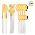 16/24/32/48Pcs Dinnerware Set White Gold Dinner Cutlery Set Stainless Steel Flatware Fork Kitchen Knife Fork Spoon Tableware Set