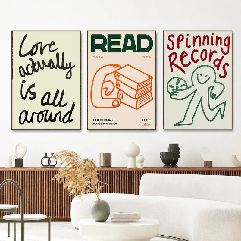 Interesting Sign More Books Abstract Canvas Print Poster Hand Drawn Illustration Art Prints Wall Living Room Art Home Decor
