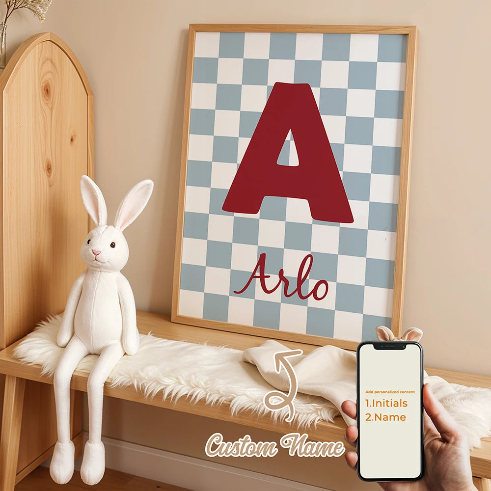 Personalized Custom Name Cartoon Child Stripe Wall Art Print Picture Canvas Poster Painting For Living Room Home Decor Gift