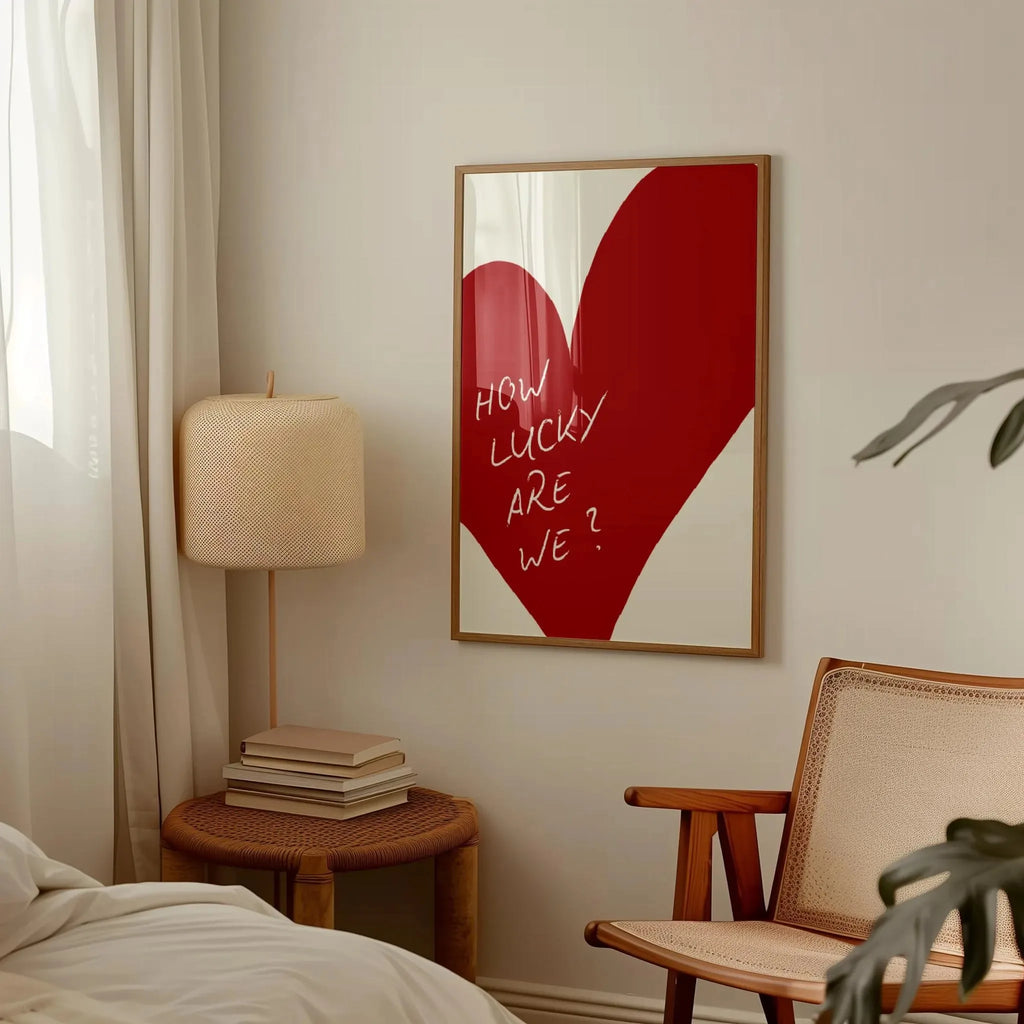How Lucky Are We Pink Red Striped Wall Art Positive Inspirational Quote Poster Canvas Prints for Modern Living Room Home Decor