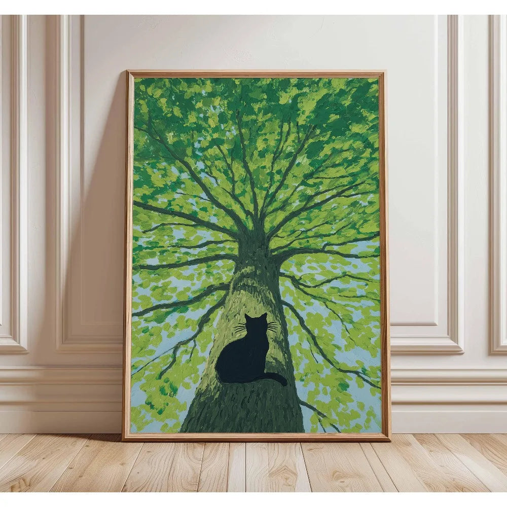 1 Frameless Japanese Tree Poster,Retro Landscape Painting,Natural Wall Art Print,Peaceful Landscape Art,Spring Flower Decoration