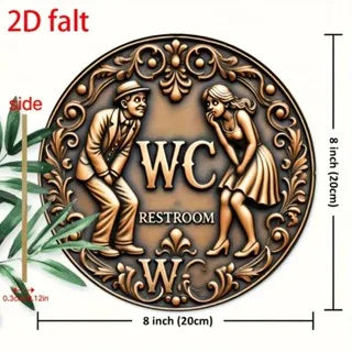 Vintage Toilet Sign Retro Faux Wood Bathroom Decor Humor Easy Install Home