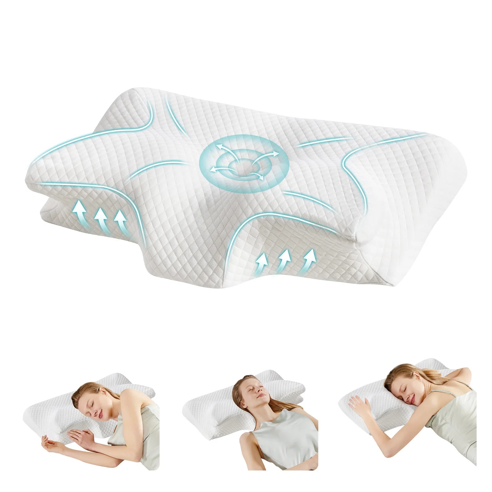 Ergonomic Wide Neck Contour Cooling Memory Foam Pillow