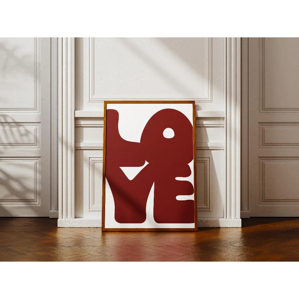Chic Blue Red Love Canvas Prints Minimalist Valentine's Day Wall Art Poster for Modern Living Room and Home Decor Christmas Gift