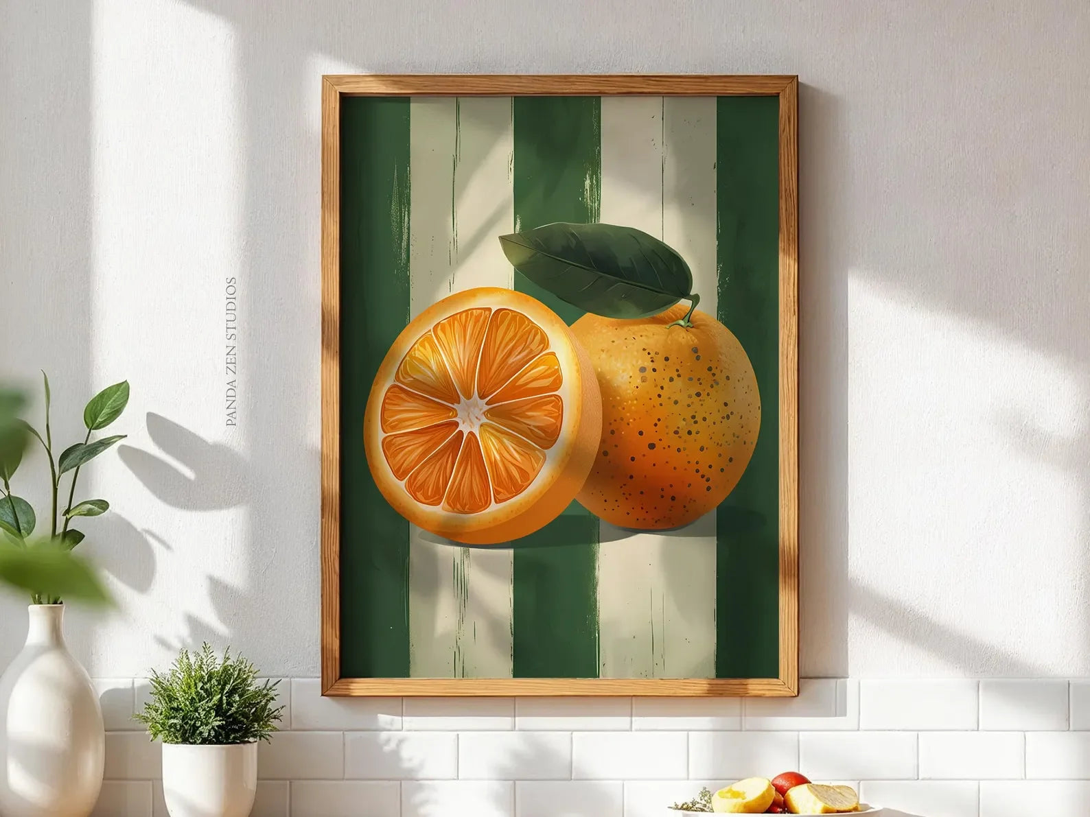 Orange Wall Decor, Orange Fruit Poster, Farmhouse Kitchen Art Painting, Kitchen Prints, Trendy Food Art, Retro Kitchen Art, Fruit