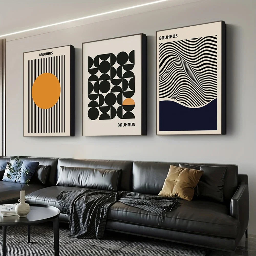 Bauhaus Style Minimalist Geometric Wall Art Prints Modern Black Line Canvas Painting Home Living Room Decoration Unframed