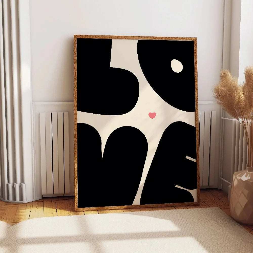 Chic Blue Red Love Canvas Prints Minimalist Valentine's Day Wall Art Poster for Modern Living Room and Home Decor Christmas Gift