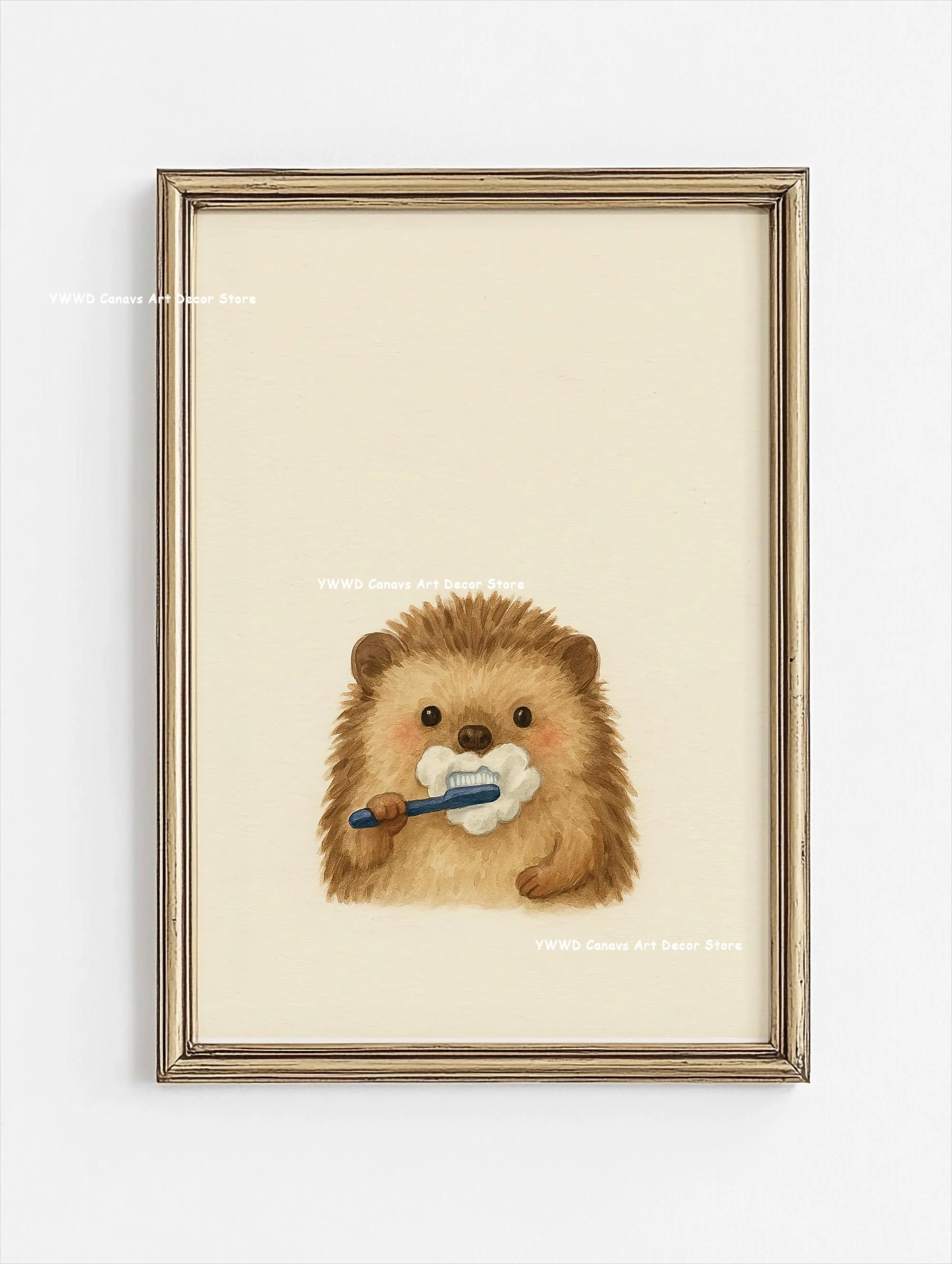 Cute Animal Bubble Bath Wall Art Cute Bathroom Animal Poster Kids Funny Toilet Paper Canvas Print for Nursery Home Decor Gifts
