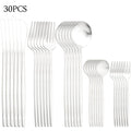 30Pcs Dinnerware Set Stainless Steel Flatware Matte Fork Spoon Knife Dinner Set Cutlery Kitchen Western Silverware Tableware Set