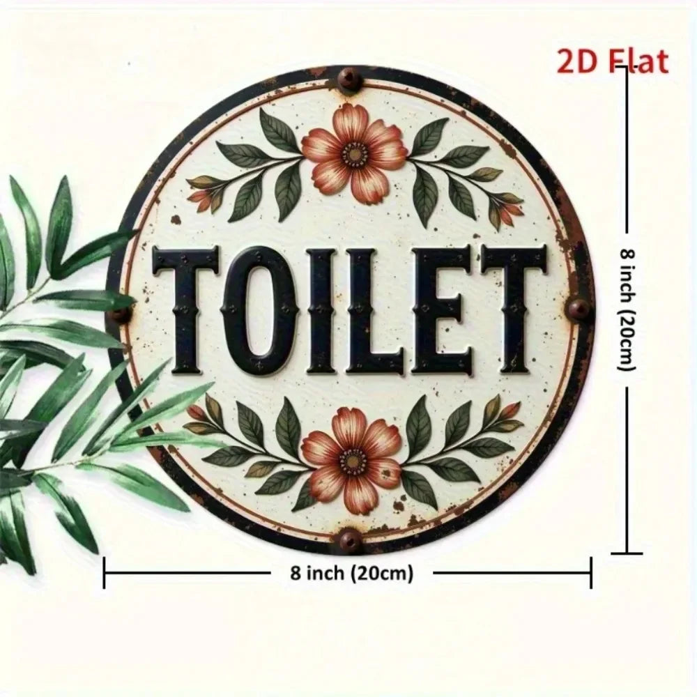 Vintage Toilet Sign Retro Faux Wood Bathroom Decor Humor Easy Install Home