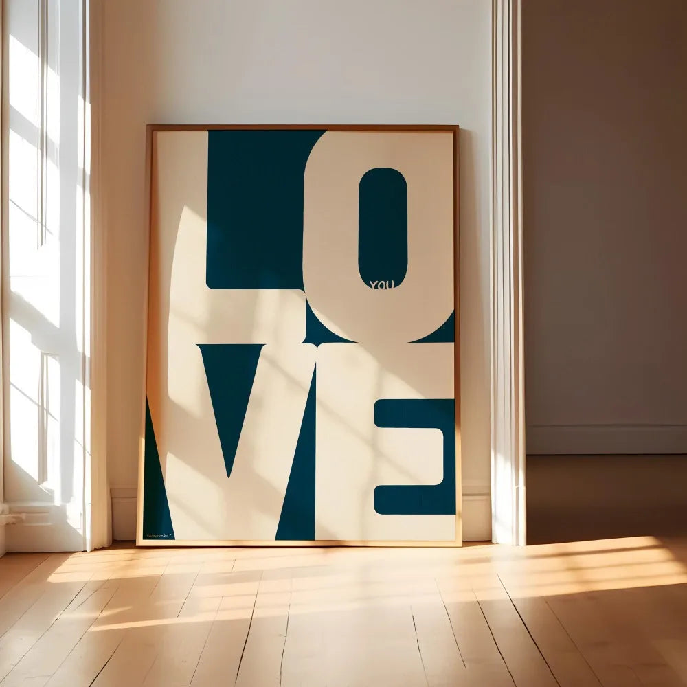 Chic Blue Red Love Canvas Prints Minimalist Valentine's Day Wall Art Poster for Modern Living Room and Home Decor Christmas Gift