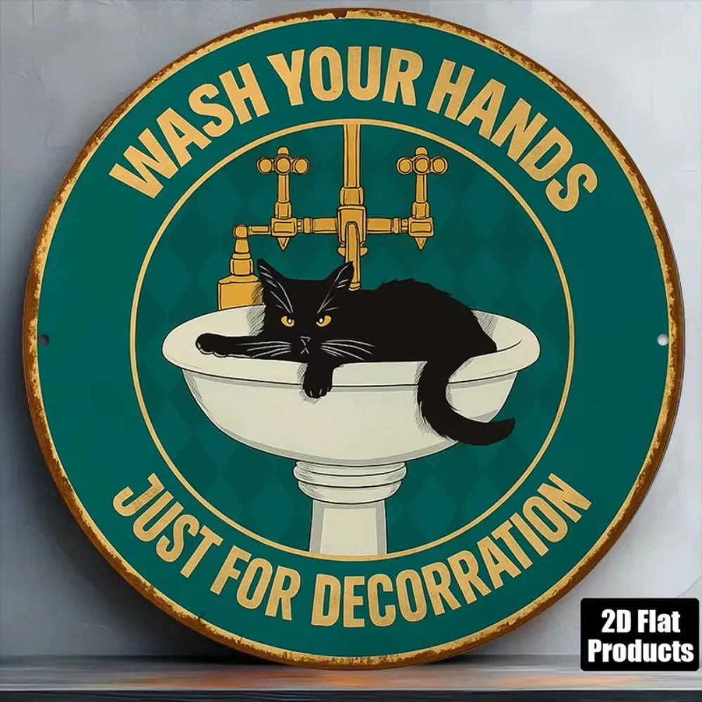 Vintage Toilet Sign Retro Faux Wood Bathroom Decor Humor Easy Install Home