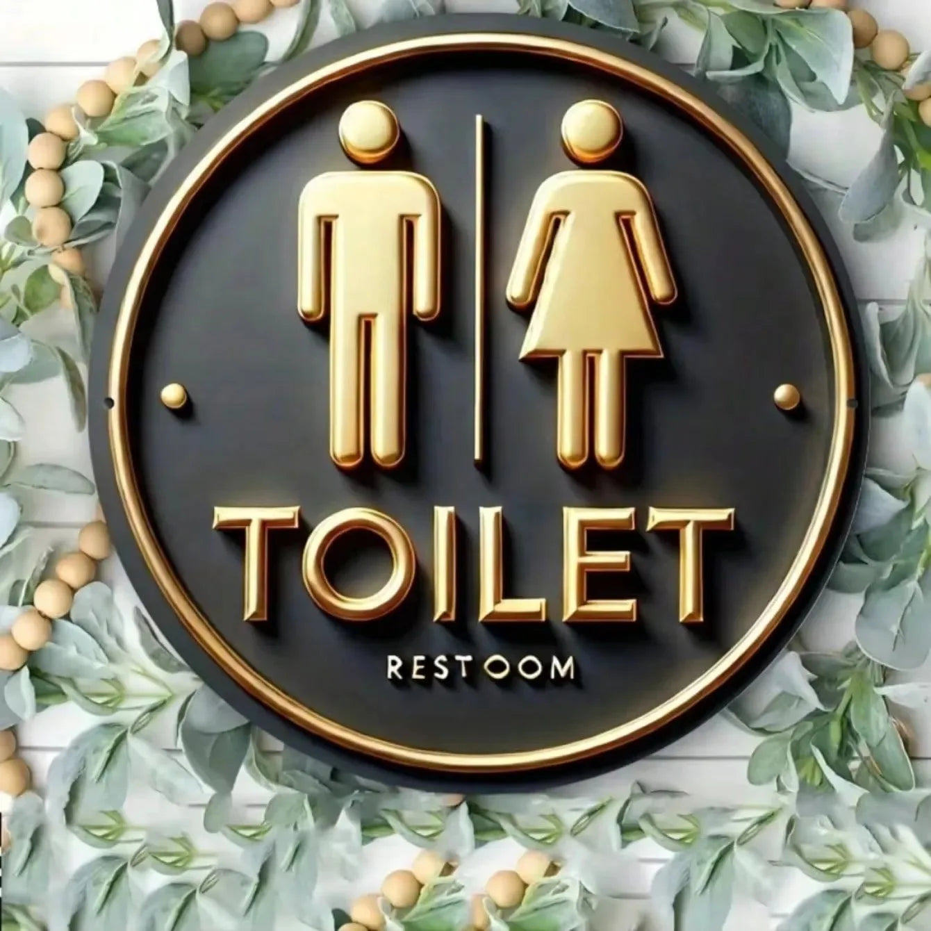 Vintage Toilet Sign Retro Faux Wood Bathroom Decor Humor Easy Install Home