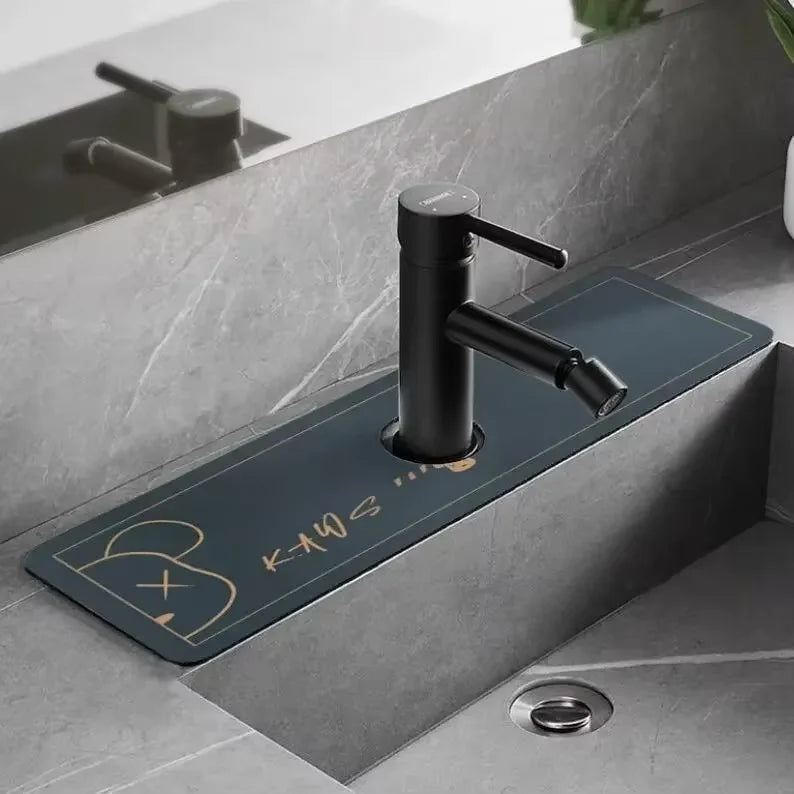 VIKAMA Cartoon Cute Faucet Mat Kitchen Super Absorbent Mat Coffee Machine Drain Mat Drying Mat Quick-Drying Bathroom Drain Mat