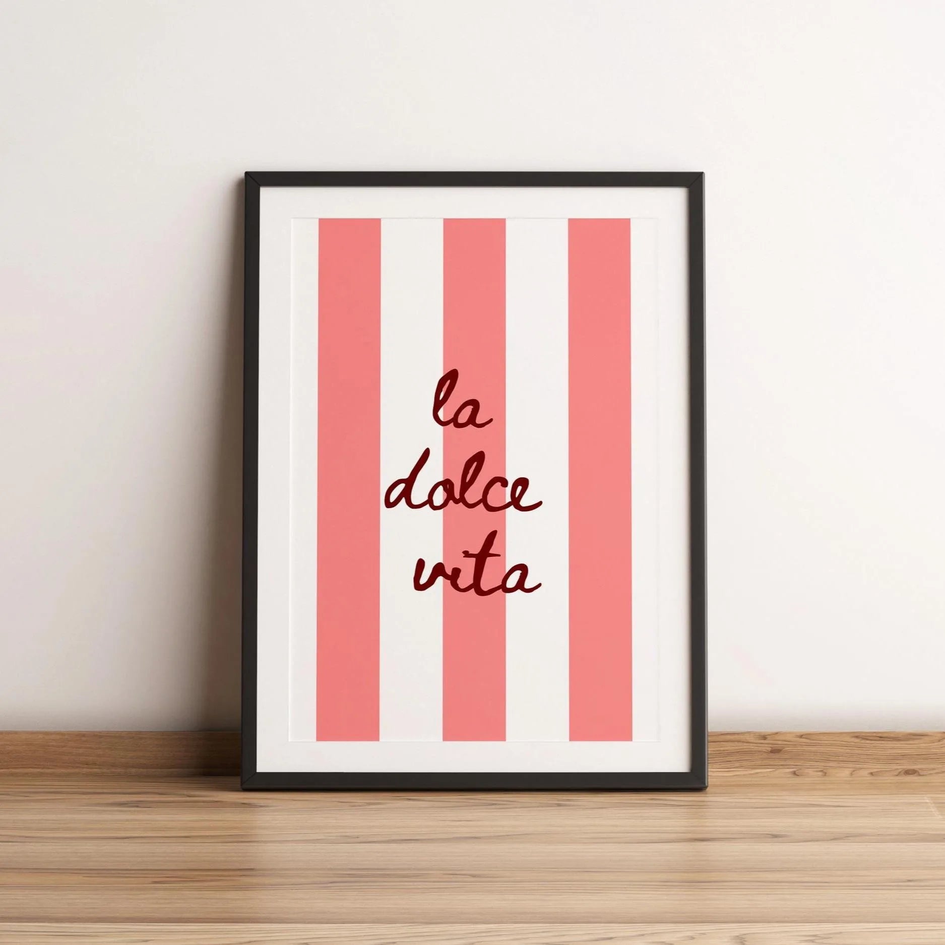 Ciao Bella Sage Green Striped Canvas Print Italy La Dolce Vita Quotation Wall Art Poster for Modern Living Room Y2k Home Decor
