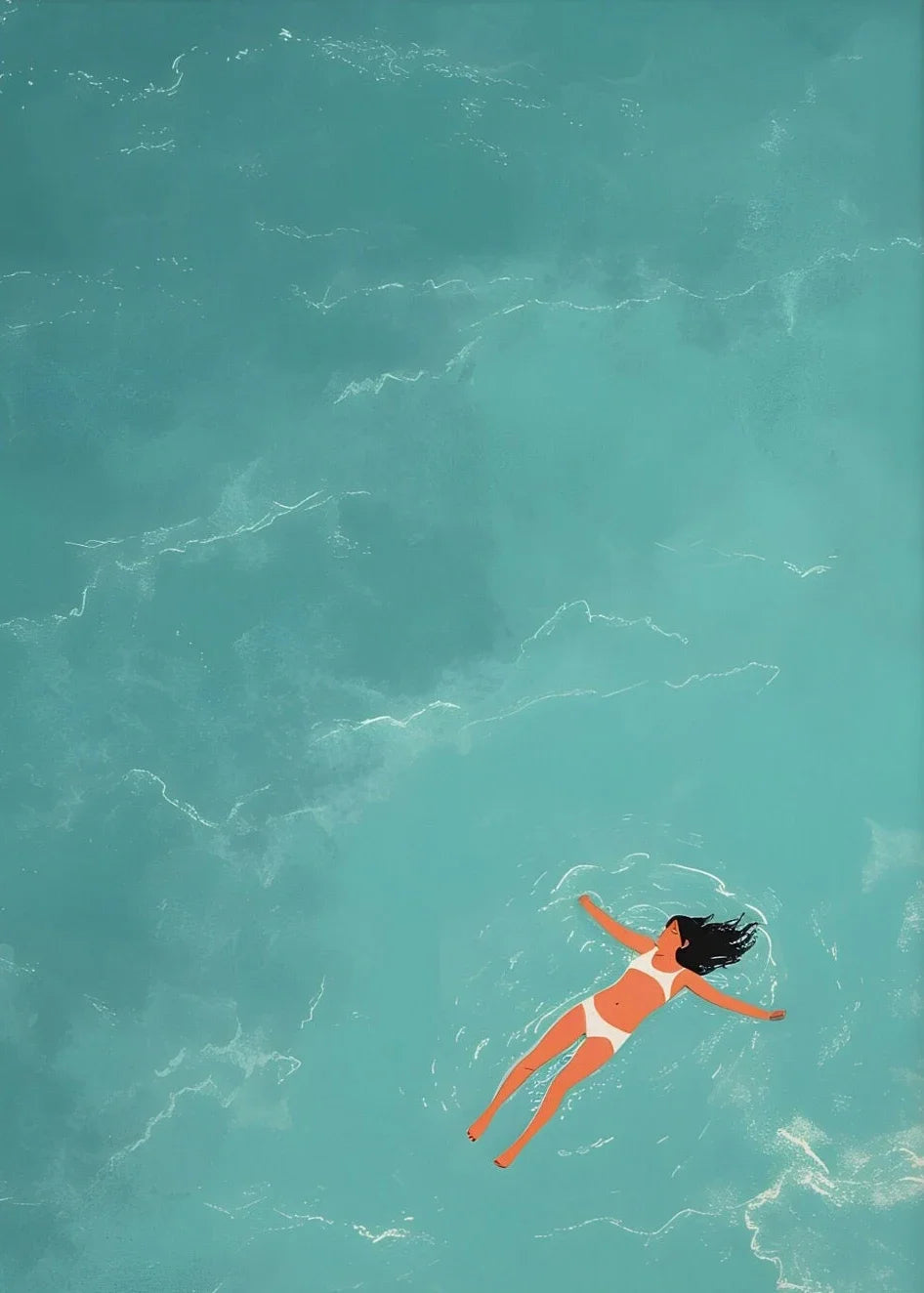 Nordic Summer Girl Swimming Pool Party Beach Ocean Boat Wall Art Print Poster Canvas Painting Picture Living Room & Home Decor