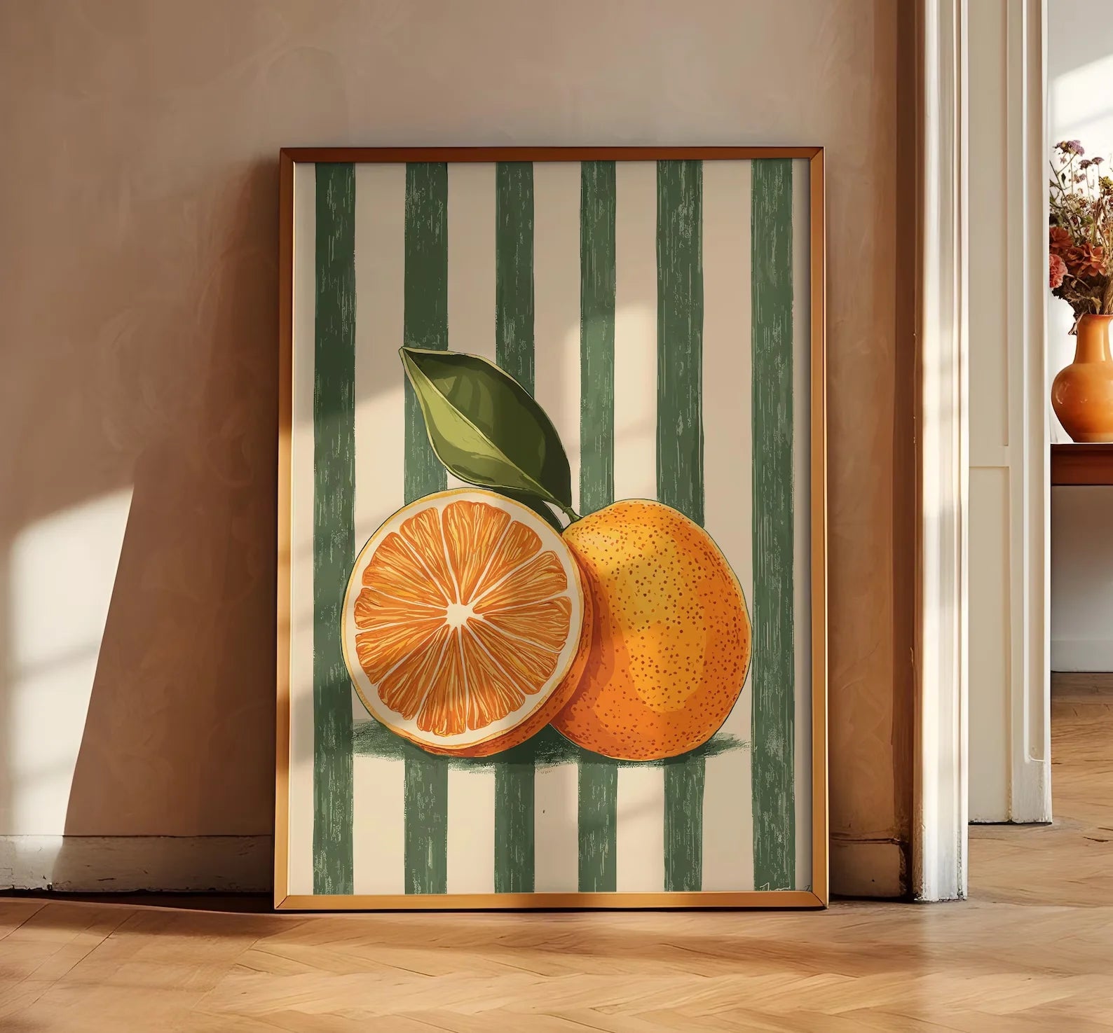 Orange Wall Decor, Orange Fruit Poster, Farmhouse Kitchen Art Painting, Kitchen Prints, Trendy Food Art, Retro Kitchen Art, Fruit