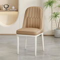 Modern Upholstered Padded Creamy Dining Chair Soft High Back Minimalist Kitchen Dining Cafe Hotel Stool Home House Furniture