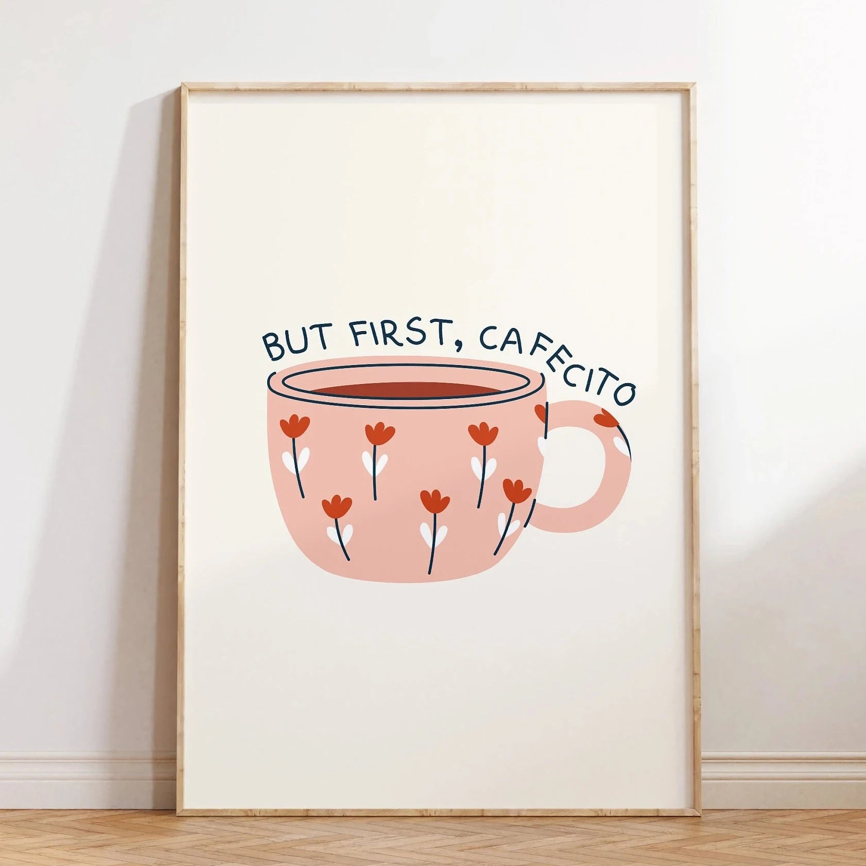 But First Cafecito Quotation Canvas Print Minimalist Matcha Club Spanish Wall Art Poster for Modern Living Room Cafe Home Decor