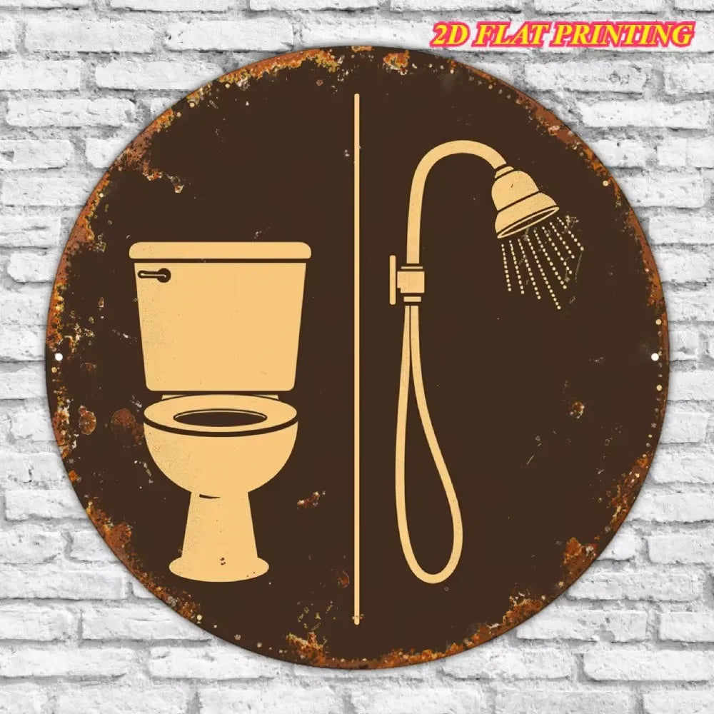 Vintage Toilet Sign Retro Faux Wood Bathroom Decor Humor Easy Install Home