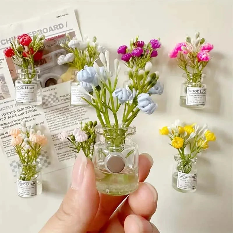 8pcs Mini Small Vase Magnets Cute Mini Refrigerator Magnets 3D Vase Fun Refrigerator Accessories Kitchen Decoration Holiday Gif