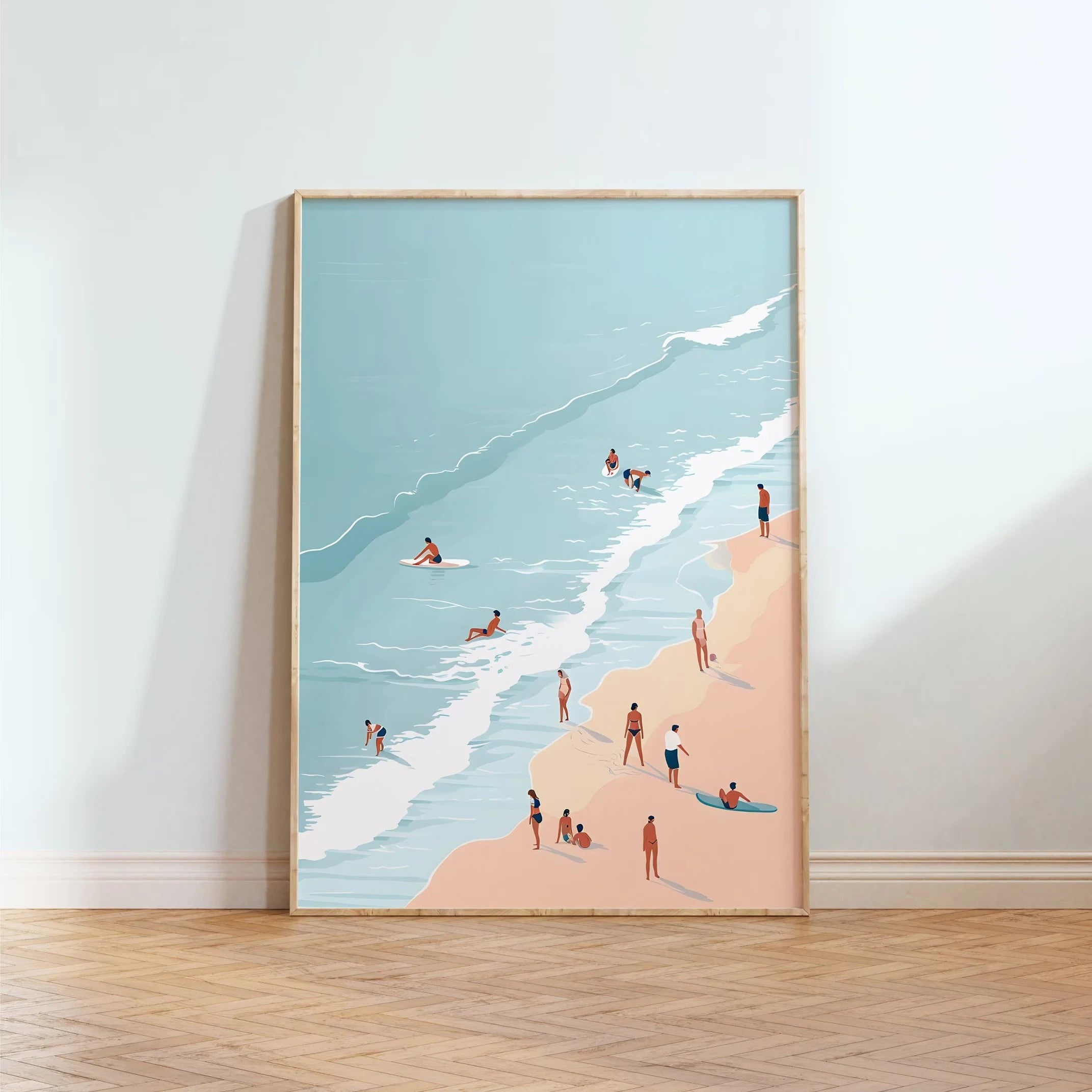 Nordic Summer Girl Swimming Pool Party Beach Ocean Boat Wall Art Print Poster Canvas Painting Picture Living Room & Home Decor
