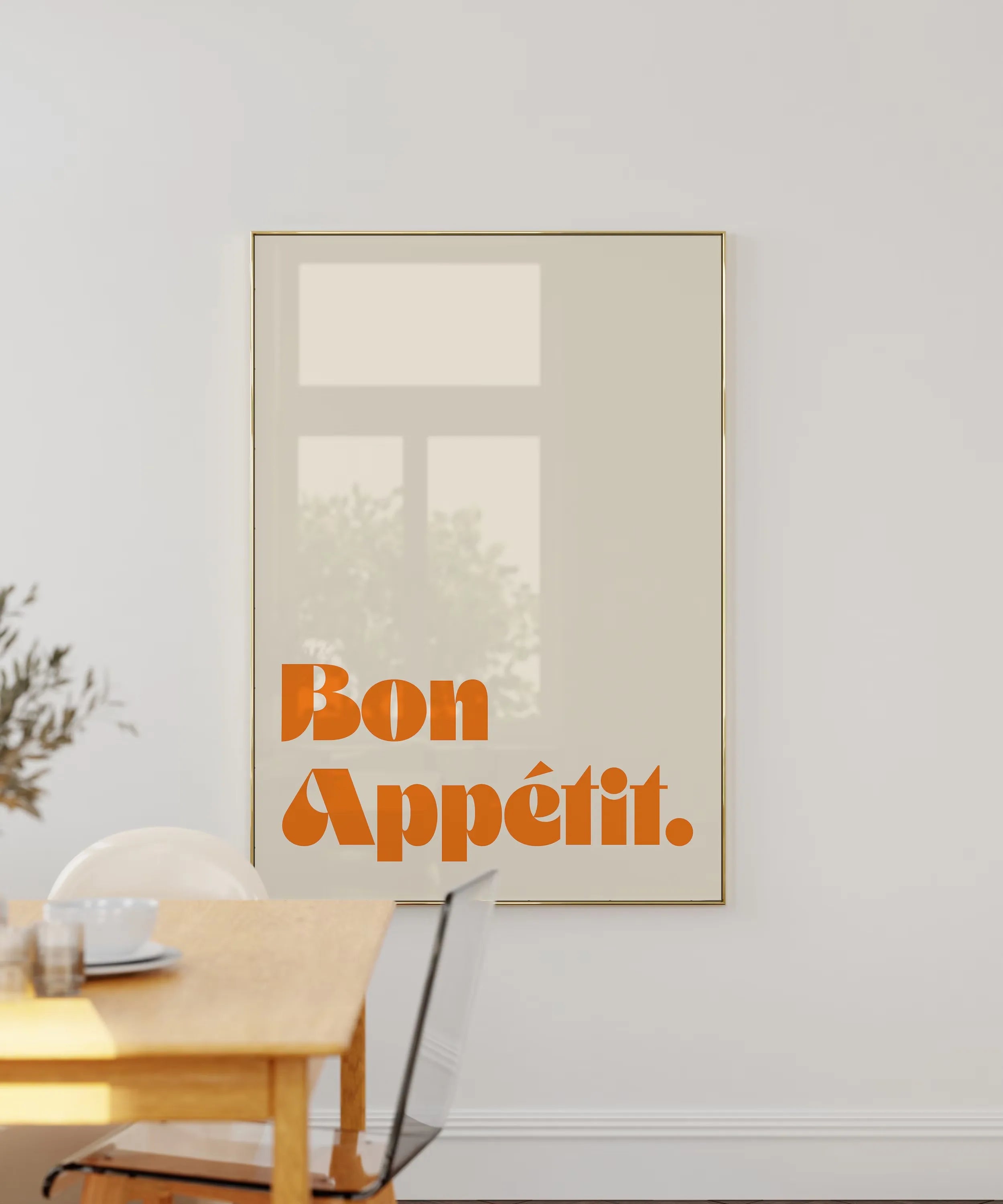 Bon Appetit Yellow White Striped Kitchen Print Mid-century French Quotation Wall Art Posters for Modern Living Rooms Home Decor