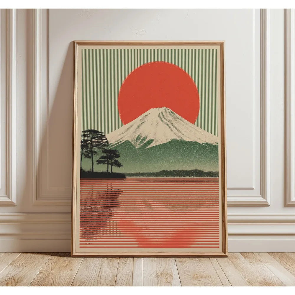 1 Frameless Japanese Tree Poster,Retro Landscape Painting,Natural Wall Art Print,Peaceful Landscape Art,Spring Flower Decoration