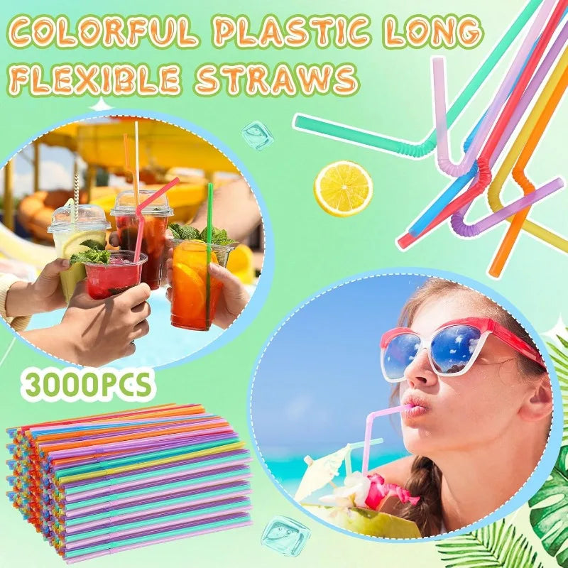 100-3000Pcs Multicolor Drinking Straws rietjes Milk Tea Bar Party Wedding Kitchen Home Accessories Beverage Straw Wholesale