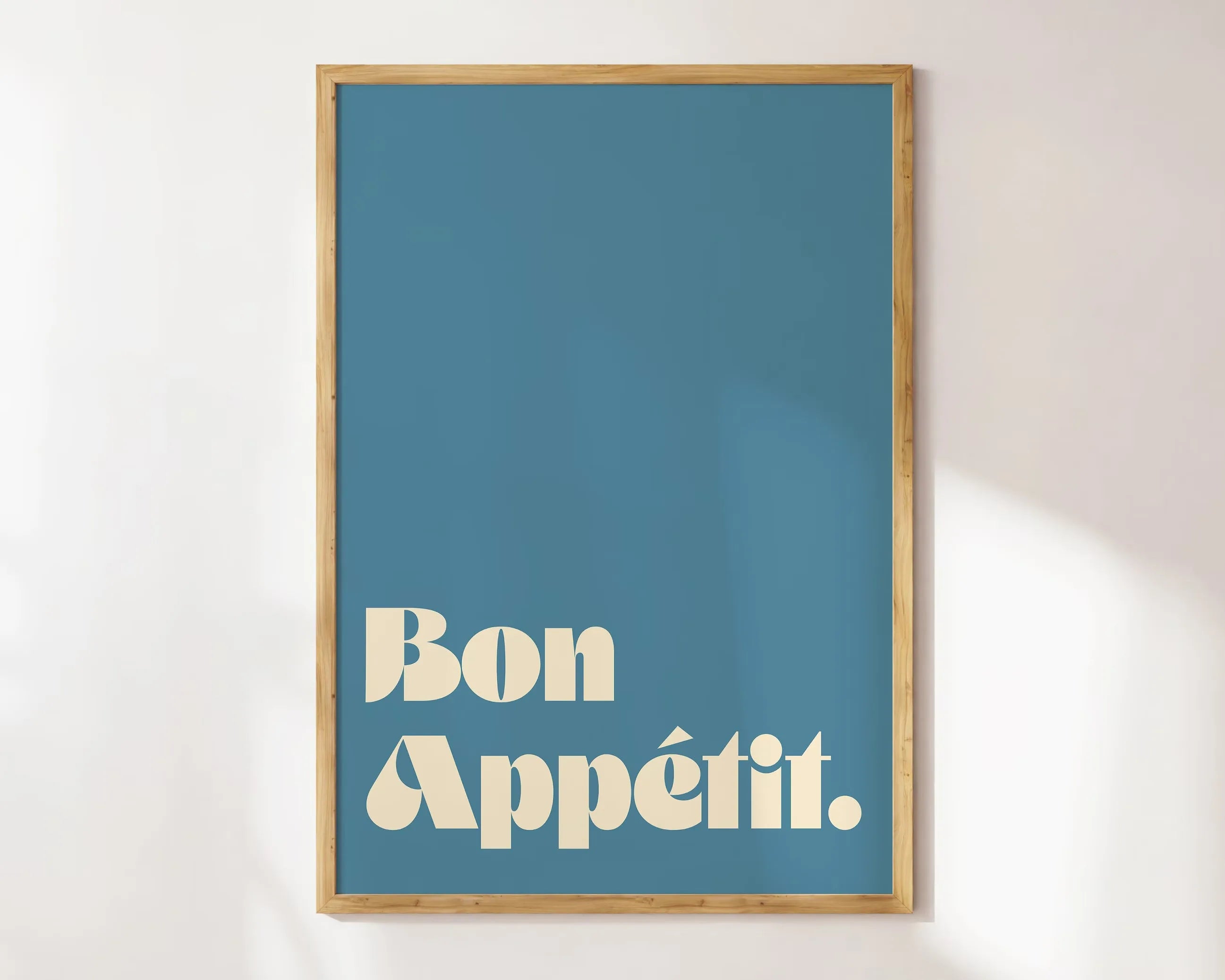 Bon Appetit Yellow White Striped Kitchen Print Mid-century French Quotation Wall Art Posters for Modern Living Rooms Home Decor