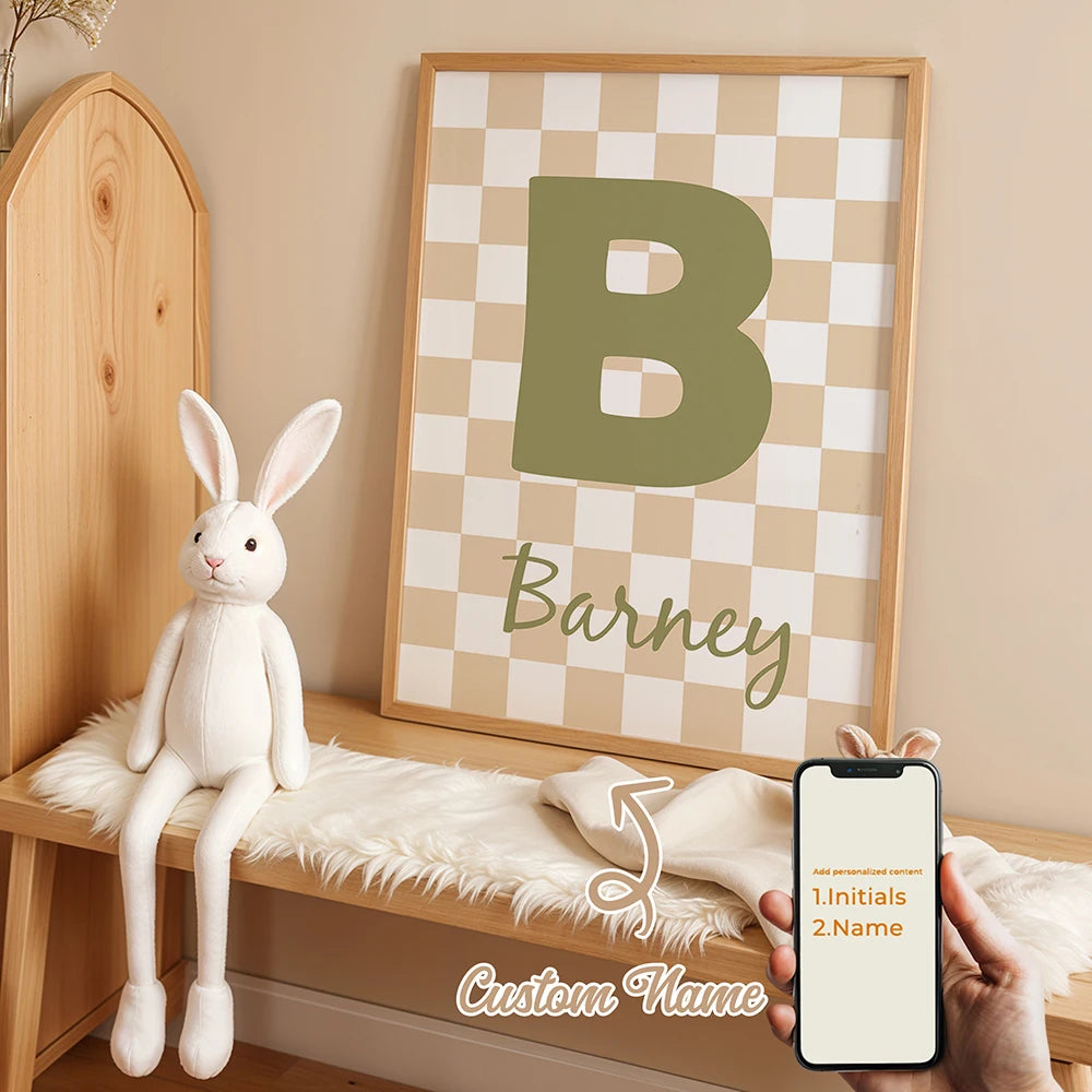 Personalized Custom Name Cartoon Child Stripe Wall Art Print Picture Canvas Poster Painting For Living Room Home Decor Gift