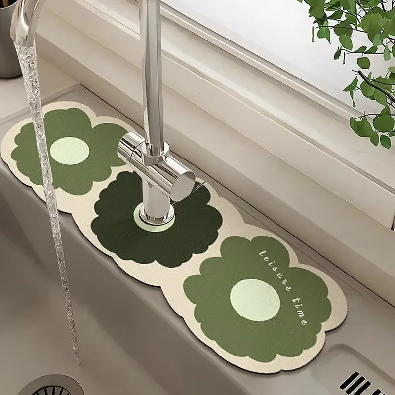 VIKAMA Cartoon Cute Faucet Mat Kitchen Super Absorbent Mat Coffee Machine Drain Mat Drying Mat Quick-Drying Bathroom Drain Mat