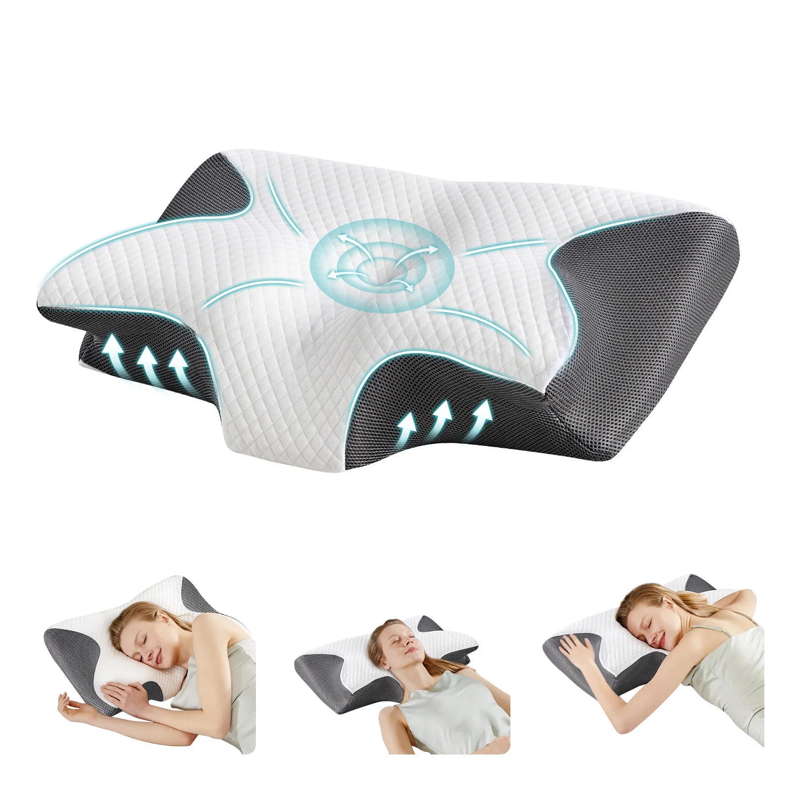 Ergonomic Wide Neck Contour Cooling Memory Foam Pillow