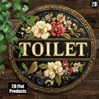 Vintage Toilet Sign Retro Faux Wood Bathroom Decor Humor Easy Install Home