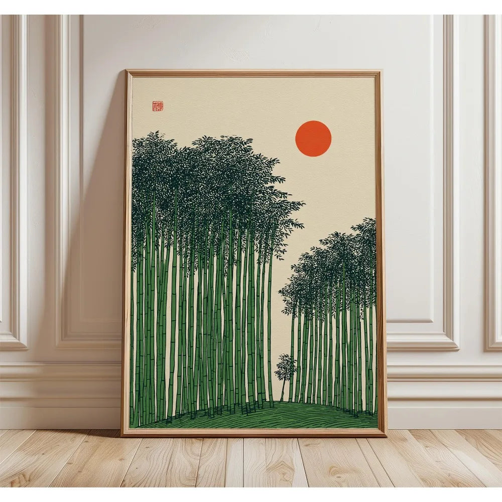 1 Frameless Japanese Tree Poster,Retro Landscape Painting,Natural Wall Art Print,Peaceful Landscape Art,Spring Flower Decoration