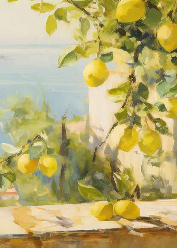 Retro Lemon Garden Canvas Poster Fresh Lemon Olive Tree Wall Art Prints for Modern Living Room Office & Summer Home Decor Gifts